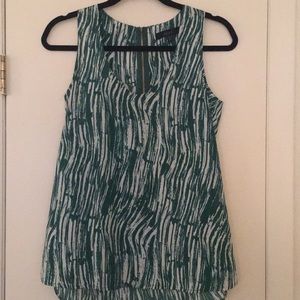 Green and white patterned silky tank top